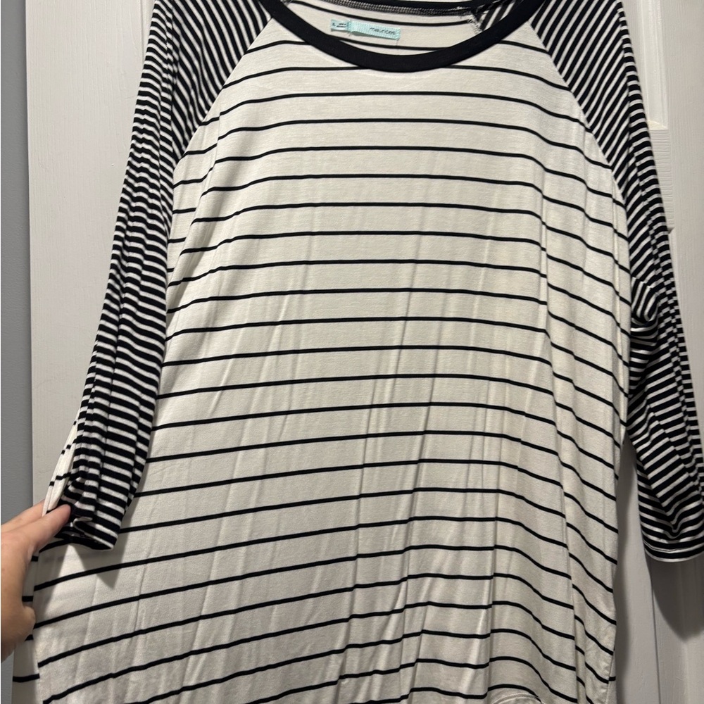 Maurices Black and White Striped Top